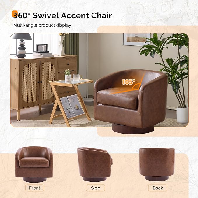 VINGLI 360°Swivel Accent Chair - Image 5