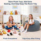 Lukeight Stuffed Animals Storage Bean Bag Chair Cover - Image 6