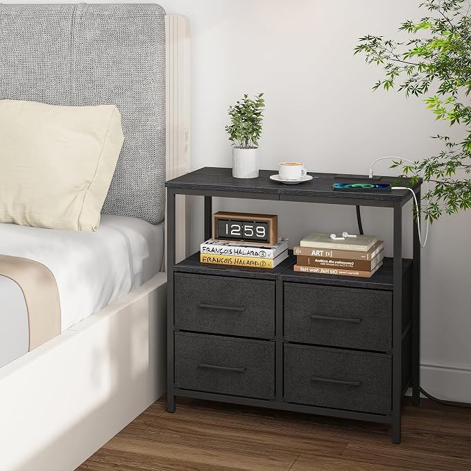 TUTOTAK Large Night Stand with Charging Station, Nightstand with USB and Type-C - Image 9