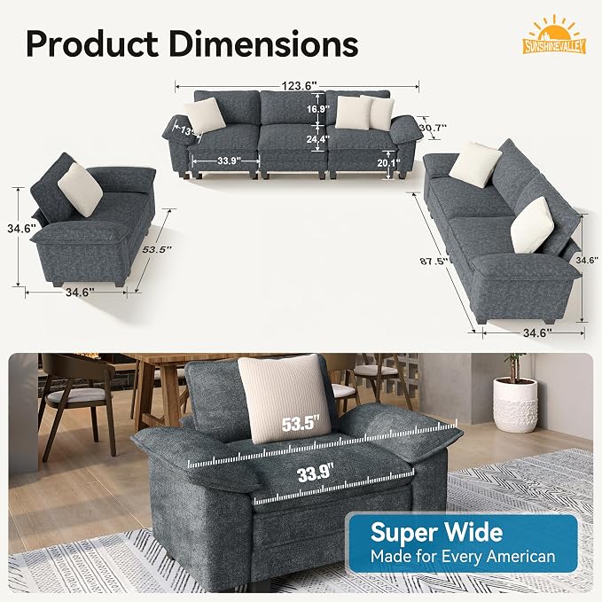 SUNSHINE VALLEY Oversized Loveseat Couch and Chair Set, Modern Modular Cloud - Image 9