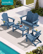 SERWALL 4 Pieces HDPE Patio Adirondack Chair Set, 2 Adirondack Chair - Image 5