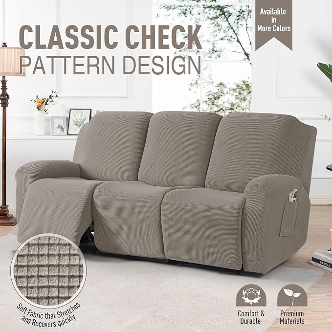 TAOCOCO Recliner Sofa Covers 8-Pieces Stretch Large Couch Covers - Image 2