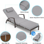GarveeLife 2-Piece Rattan Patio Folding Chaise Lounge, 5-Position Adjustable - Image 6