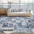 Area Rug 8x10 Washable Rug, Vintage Boho Medallion Rugs Non-Slip Soft Low Pile - Image 7