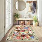 Green Floral Area Rug 3x5 for Bedroom Entryway | Ultra-Thin Non Slip Machine - Image 3