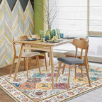 HEBE Area Rug for Entryway 3'x5', Washable Non Slip Boho Bedroom Rug | Soft - Image 6