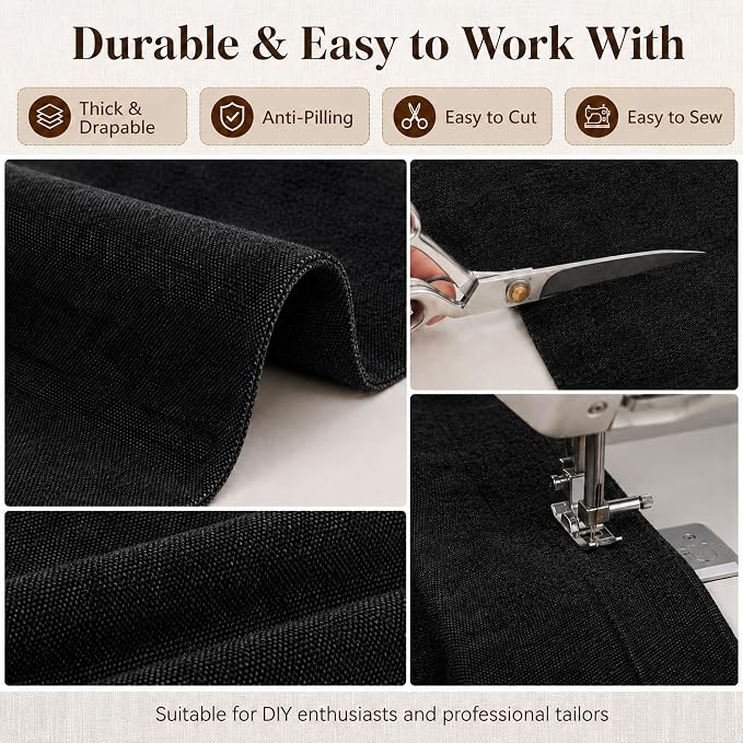 Mini Chenille Linen Blend Upholstery Fabric by the Yard, 57 Inch Wide Soft - Image 5