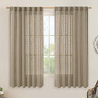 Semi Sheer Linen Curtains 63 Inch by LAMIT