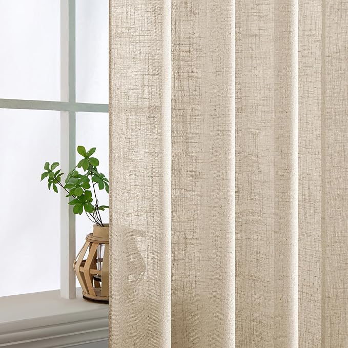 MIULEE Light Taupe Linen Curtains 52x84 Inch Length - Image 5