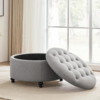 HUIMO 30-Inch Round Storage Ottoman, Modern Button Tufted Coffee Table - Image 5