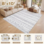 cotiled Boho 8x10 Area Rugs for Living Room: Large Moroccan Washable Rug | - Image 2