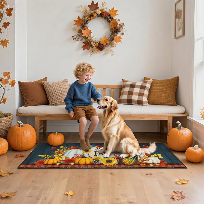 HEBE Fall Kitchen Rugs Set of 3, Washable Pumpkin Kitchen Mats - Image 7