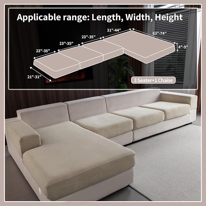 OHSIO Sectional Couch Covers, Wear Resistant Stretch Sofa Covers Washable Soft - Image 2