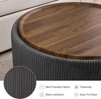 29.5 Inch Round Storage Ottoman Coffee Table, Modern Circle Coffee Table - Image 6