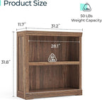 LINSY HOME 2-Tier Bookcase and Bookshelf, Small Wood Display Storage Shelves - Image 3