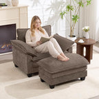 Oversized Accent Chair with Ottoman, Upholstered Armchair with Extra Thick - Image 6