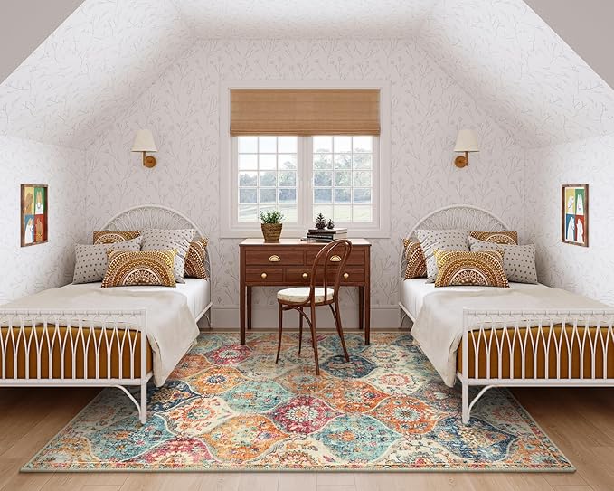 Lahome Moroccan 5x8 Area Rug, Ultra-Thin Washable Rugs - Image 4