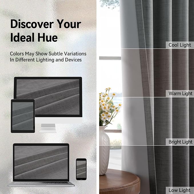Curtains, Dark Gray, 2 Panels, Grommet Top, Thermal Insulated, Full Light - Image 6