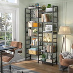 Homykic Double Wide Bamboo Bookshelf Black, 6-Tier Large Open Bookcase - Image 2