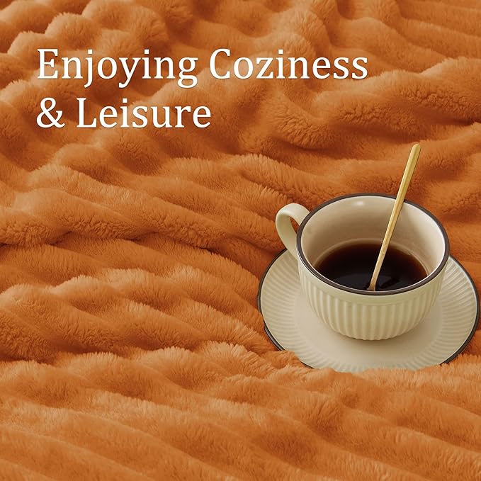 BEDELITE Fall Twin Blanket for Couch & Bed, Burnt Orange, Warm Yet Lightweight - Image 4