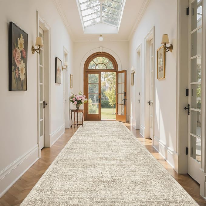 Soalmost Washable 4x12 Hallway Runner Rug Non-Slip Kitchen Entry Rugs Beige | by Soalmost