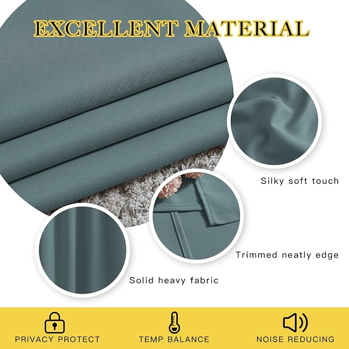 NICETOWN Greyish Blue Curtains 84 inches Long, Grommet Room Darkening Thermal - Image 4