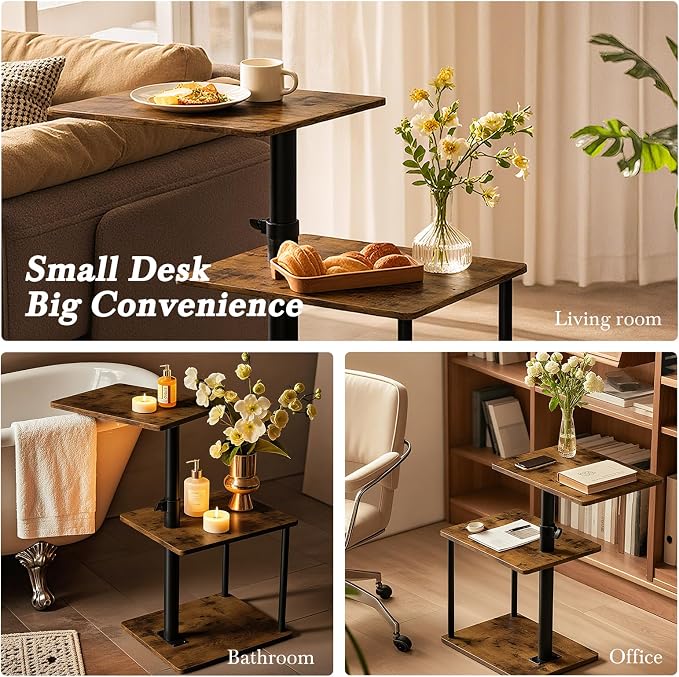 Faesun 360° Swivel Side Table for Height Adjustable, C Shaped End Table for - Image 5