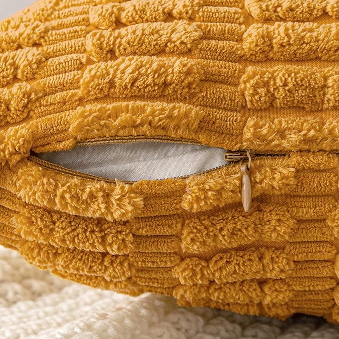 MIULEE Corduroy Decorative Throw Pillow Covers 20x20 Gold Yellow Pack of 2 | - Image 5