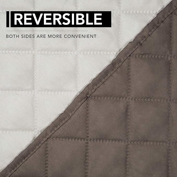 Easy-Going Reversible Couch Cover, Oversized Recliner, Taupe/Ivory | Machine - Image 5