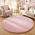 Ophanie Round Rugs 5Ft Pink Circle Area Rug, Fuzzy Bedroom Carpet, Shag Plush by Ophanie