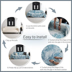 MYSKY HOME Sectional Couch Cover Sage Abstract Geometric Sofa Covers - Image 5