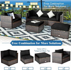 Tangkula 6 Pieces Wicker Patio Furniture Set, PE Rattan Outdoor Sectional - Image 6
