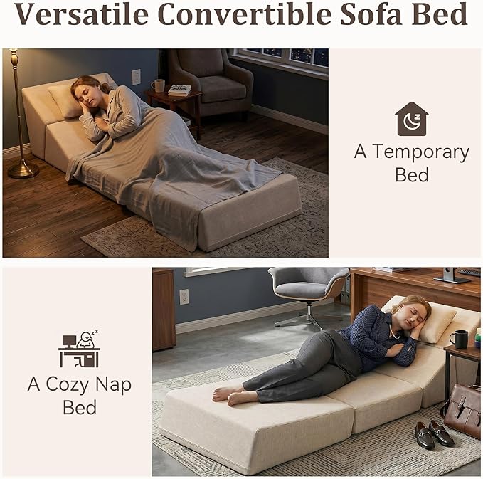 Fold Out Chair Bed, Folding Sofa Bed, 3 in 1 Convertible Sleeper Chair Bed - Image 5