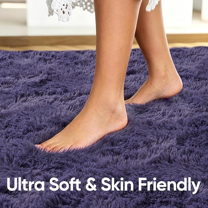 8x10 Extra Large Taro Purple Fluffy Area Rug Non-Slip - Image 5