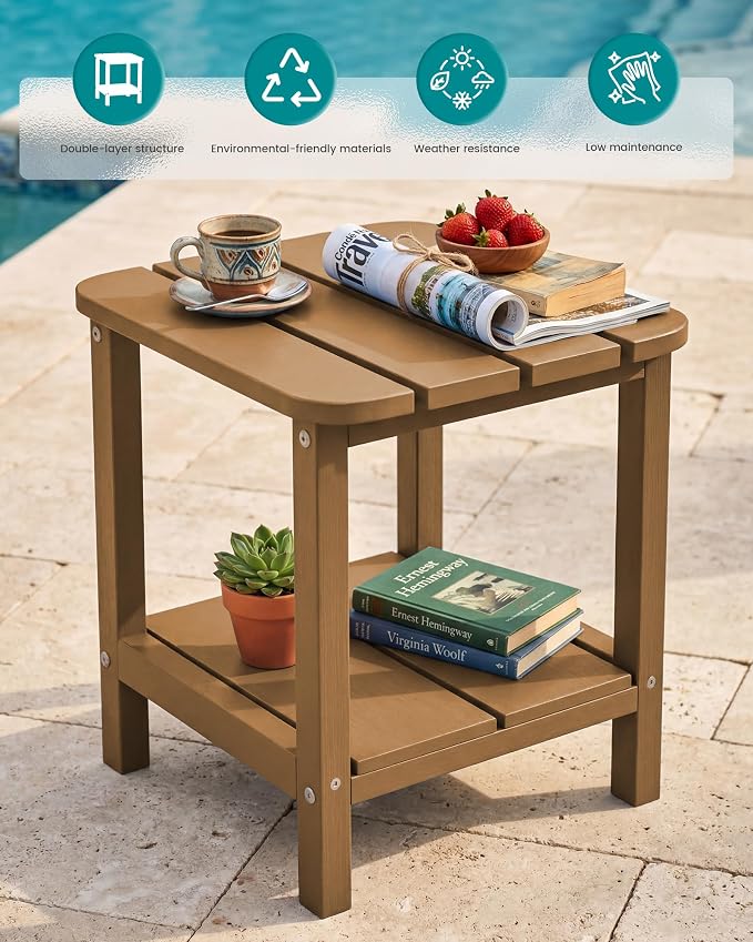 SERWALL Double Adirondack Side Table Rectangular End Table - Image 4