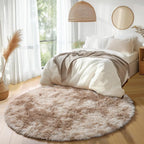 Amdrebio Beige Tan Round Small Area Rug 4Ft - Image 5
