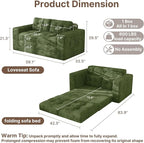 Gizoon Convertible Futon Sofa Bed, Aesthetic Portable Corduroy Sleeper Sofa - Image 2