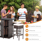 Tangkula 5 Piece Outdoor Rattan Bar Set, Patio Bar Furniture - Image 8