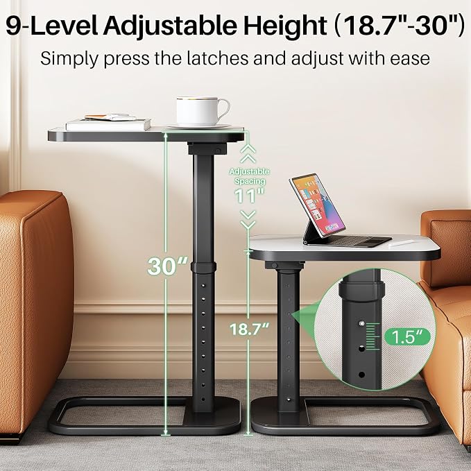 Kitstorack TV Tray Table, Adjustable Height & Rounded Metal Corners, Snack Table - Image 3