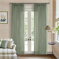 Sage Green Linen Curtains Pinch Pleated 84 Inches Long 2 Panels Set 40x84 | by Twodrapes