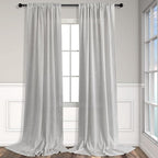 Long Grey Curtains 108 Inches for Living Room Set of 2 Panels Rod Pocket Back - Image 8