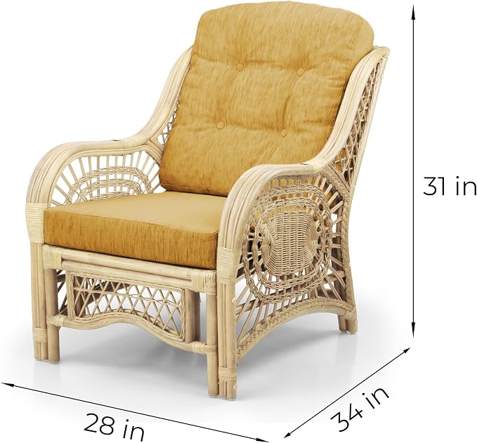 Malibu Lounge Living Accent Armchair Natural Rattan Wicker Handmade Design - Image 2