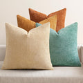 MIULEE Soft Decorative Chenille Fall Pillow Covers Beige Orange Teal 18x18 | by MIULEE