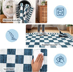 GarveeHome 8x10 Area Rugs Geometric Washable Modern Navy Blue Checkered Rug | - Image 7