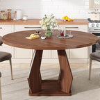 IBF Walnut Round Dining Table, Modern Wood Dinner Tables, Round Kitchen Table - Image 8
