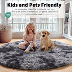 Tie-Dyed Dark Grey Round Area Rugs 5ft, Ultra Soft Bedroom Circle Rug - Image 4