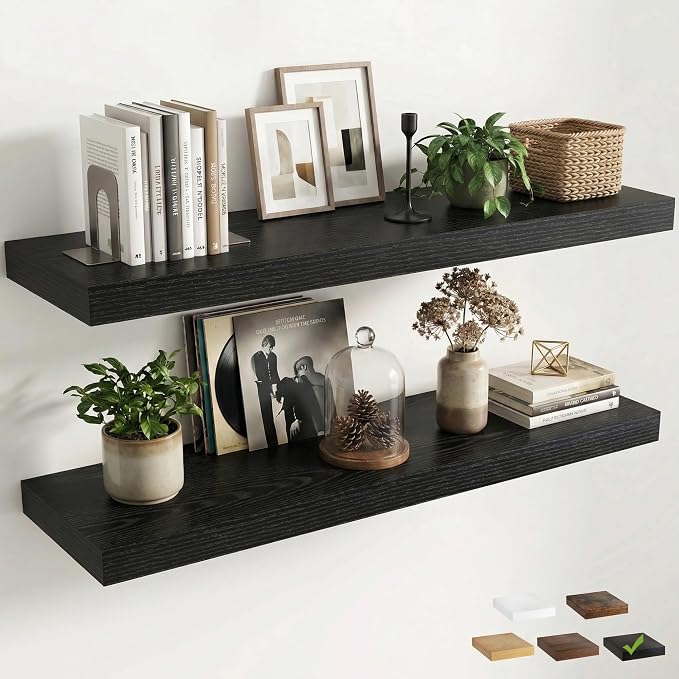 12 inch Deep Floating Shelves for Wall, 48 inch Wide Engineered Wood Wall by Venusmiles