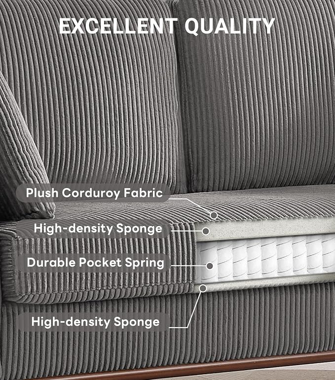 Kingfun 65" Corduroy Love Seat - Image 6