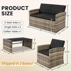 KROFEM 4-Piece Patio Furniture Set, Wicker Outdoor Rattan Sectional Sofa - Image 6