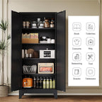 YAUWOH 71''Metal Cabinet with 4 Adjustable Shelves, 5-Tier Pantry Storage - Image 4